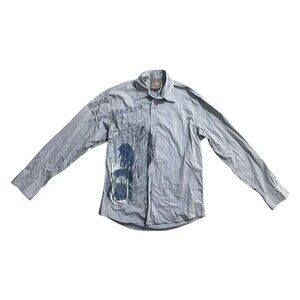 Roar Made In Los Angels Embroidered Graphic Print LongSleeve Button Shirt Grunge